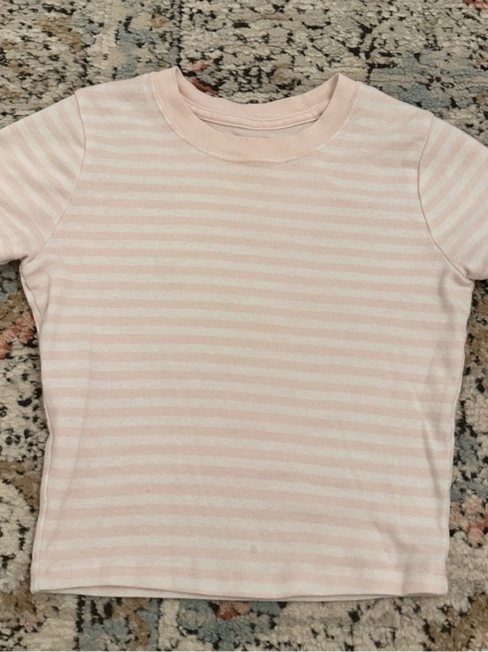 Hollister Pink & White Striped Cropped Baby Tee | XS